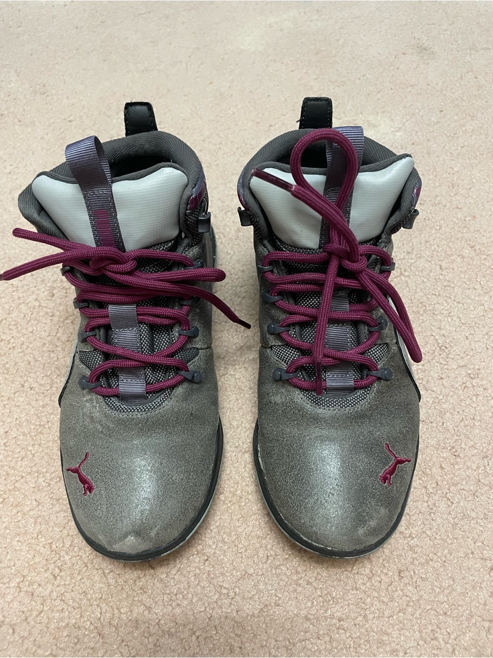 Puma  Gray Boots with Burgundy Accentse( size: 7)